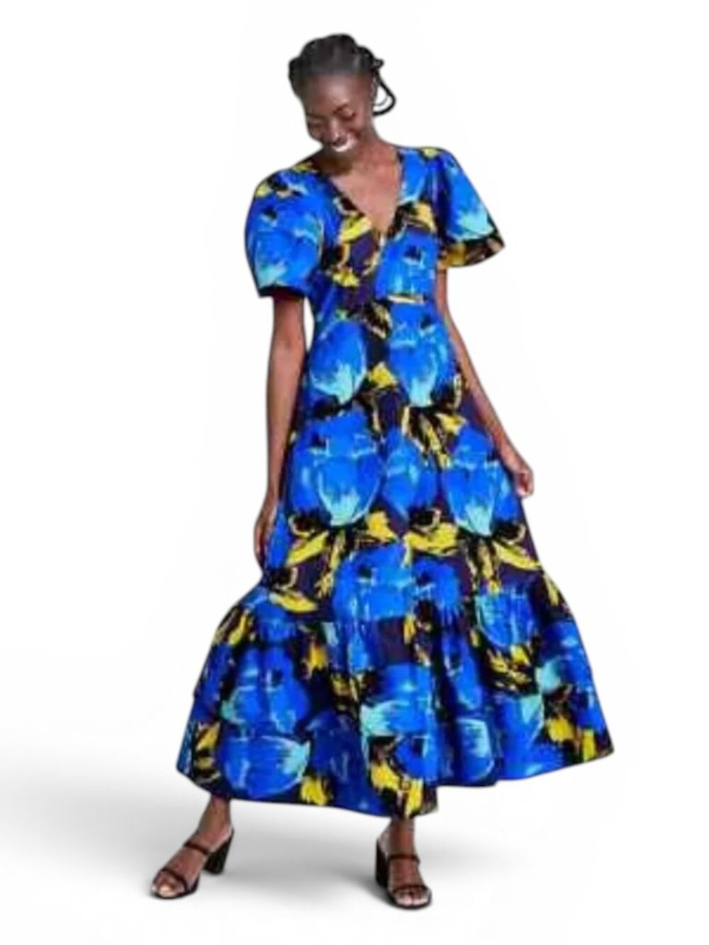 Christopher John Rogers x Target Floral Tiered Maxi Dress Blue Women's Size 2